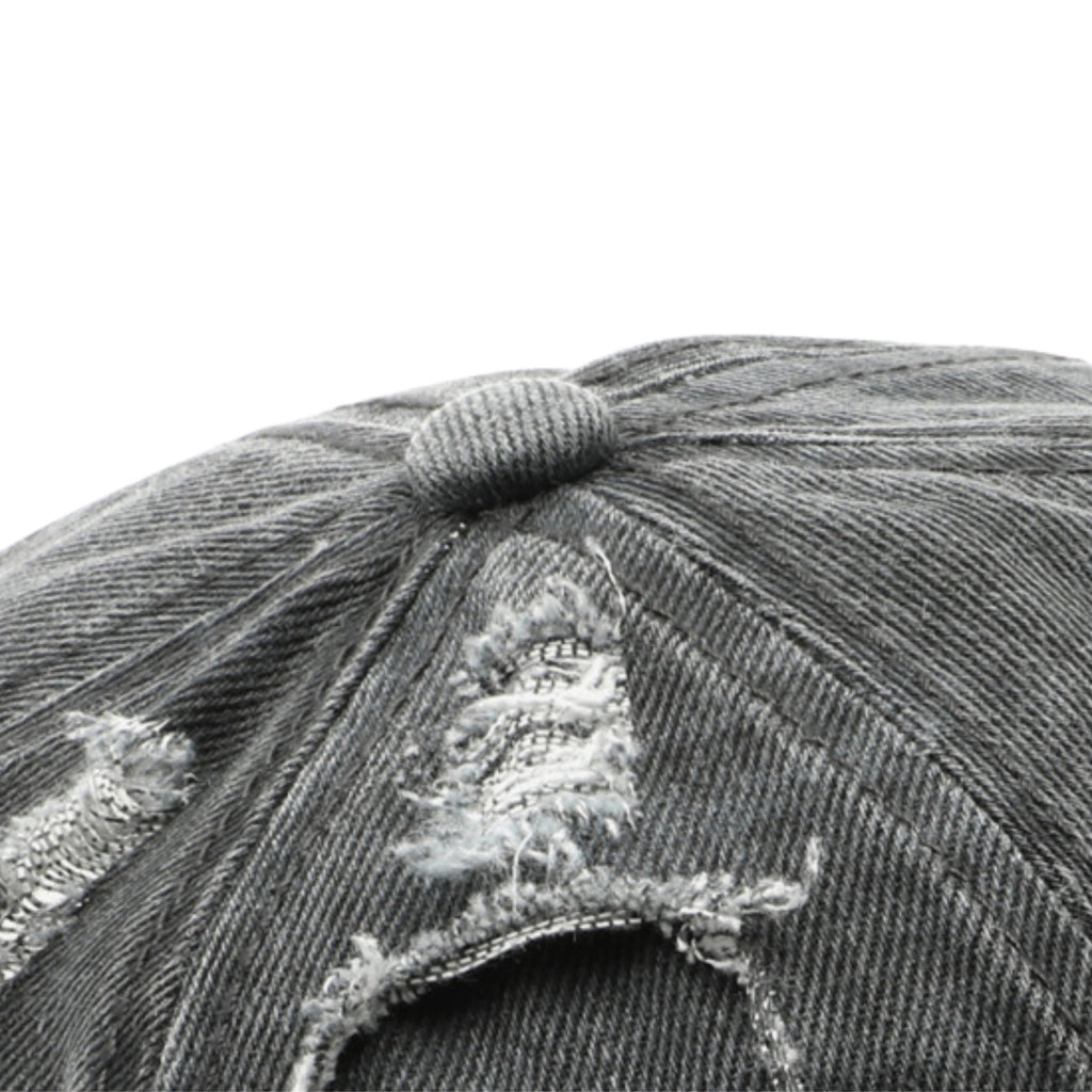 Gray denim baseball cap on a white background