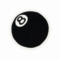 Black billiard ball with number 8 on a white background