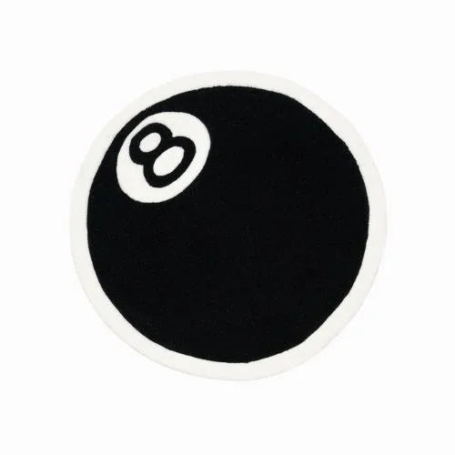 Black billiard ball with number 8 on a white background