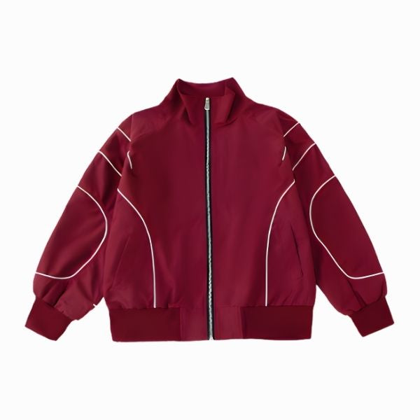Red jacket with white accents on a white background