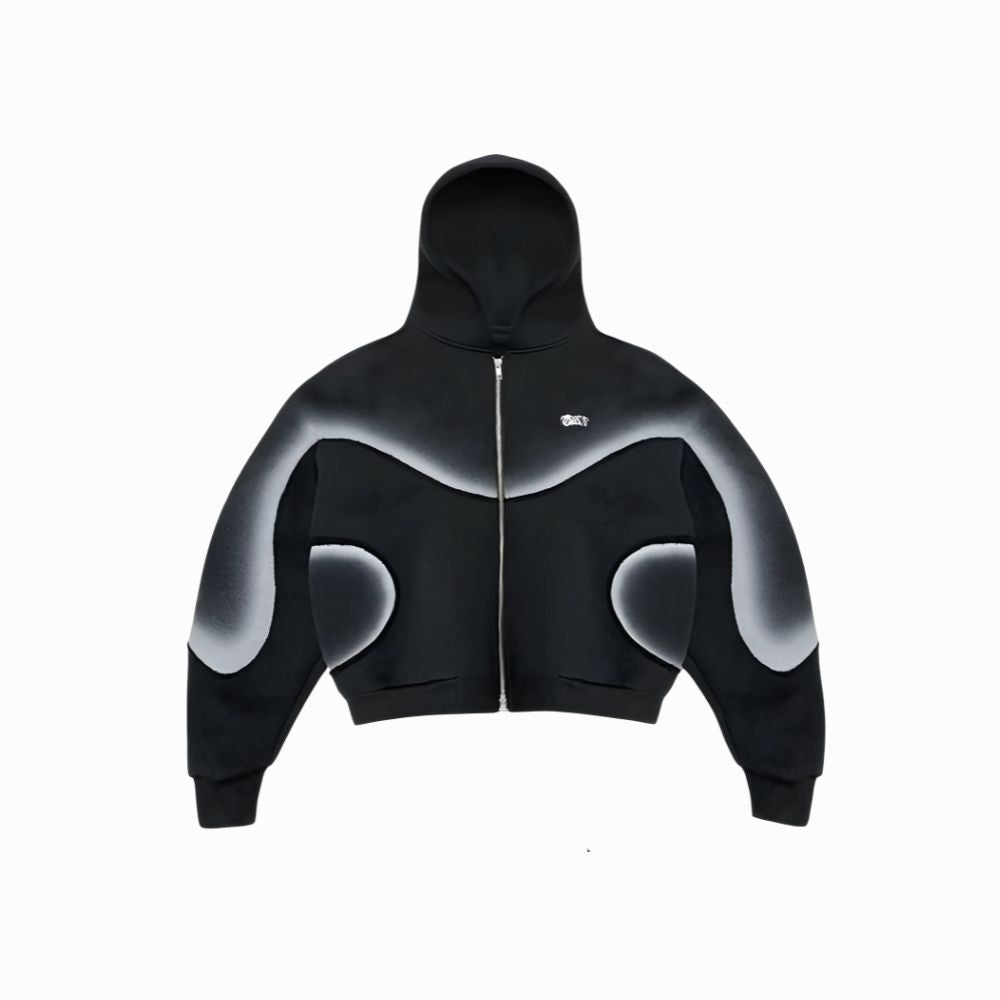 Black hoodie with gradient sleeves on a white background