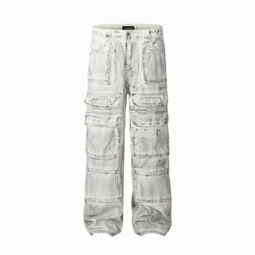 Light gray cargo pants on a white background
