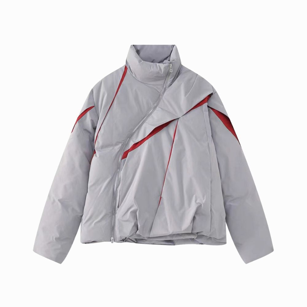 Gray jacket with red accents on a white background
