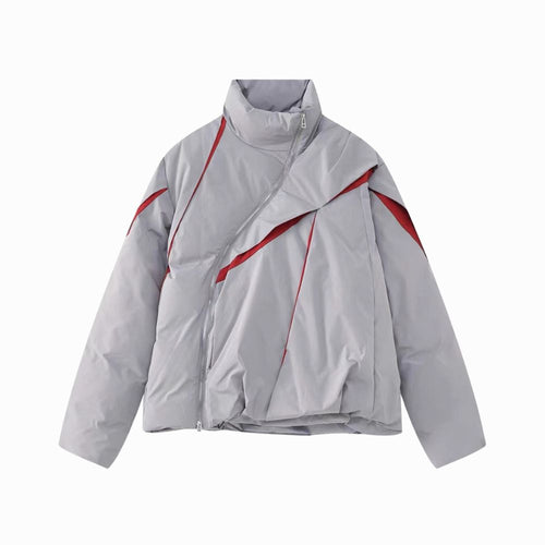 Gray jacket with red accents on a white background