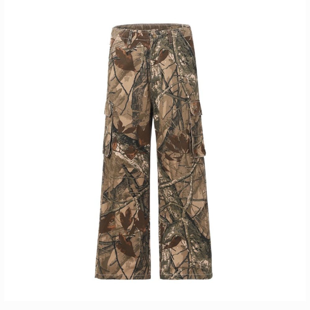 Camouflage pants on a white background