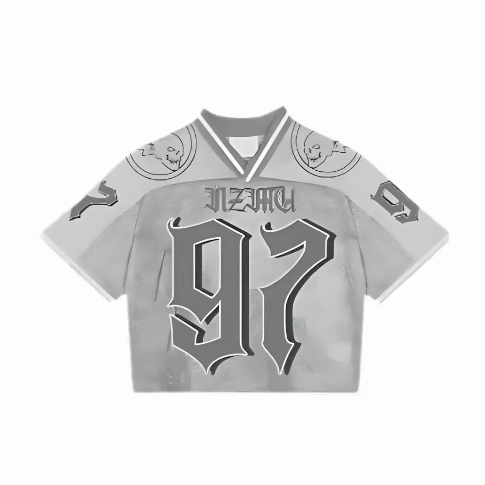 Gray sports jersey with 'INZINCT' branding on a white background