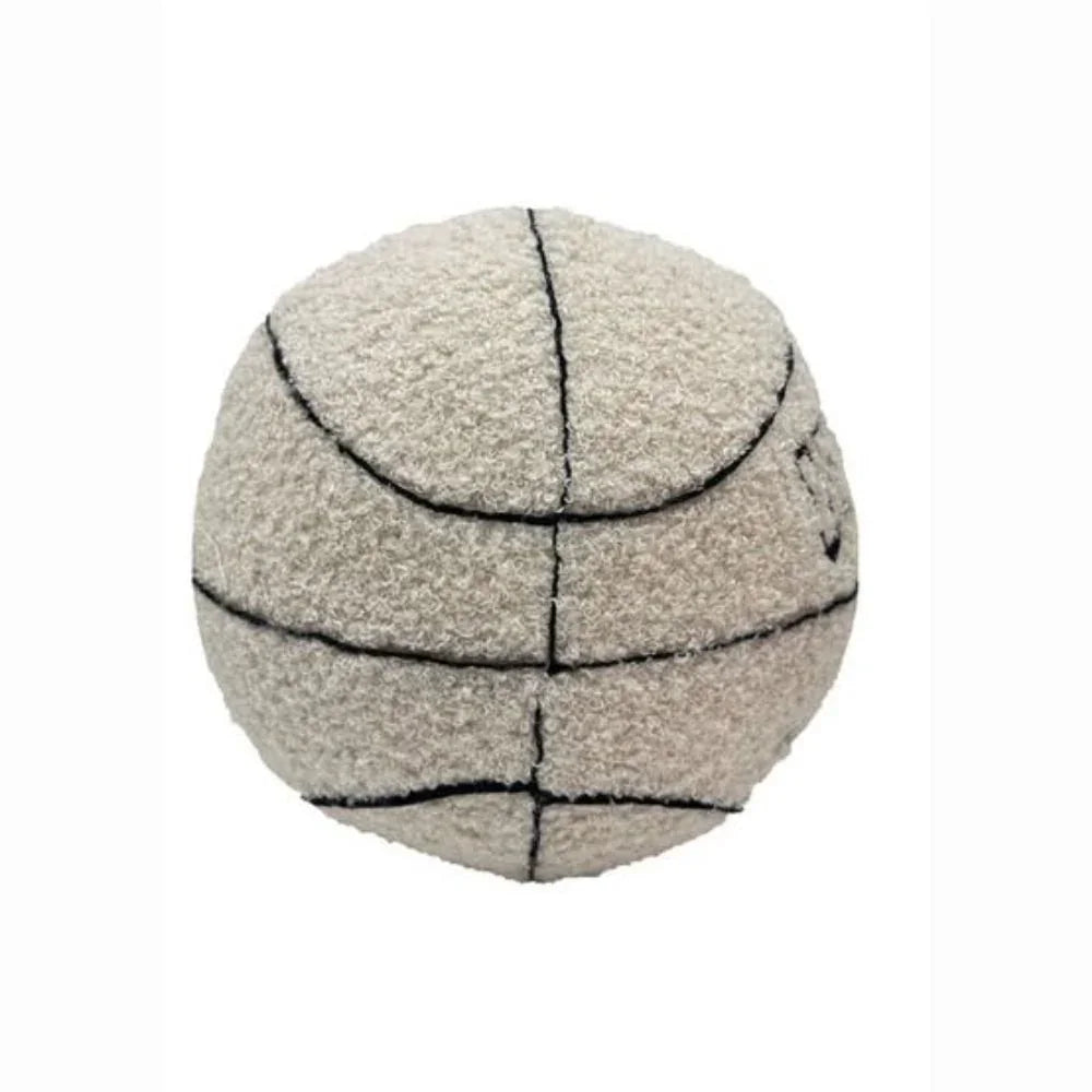 Textured pillow basketball with black lines on a white background