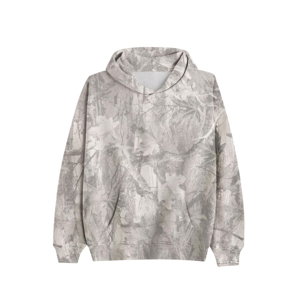 Gray camouflage hoodie on a white background