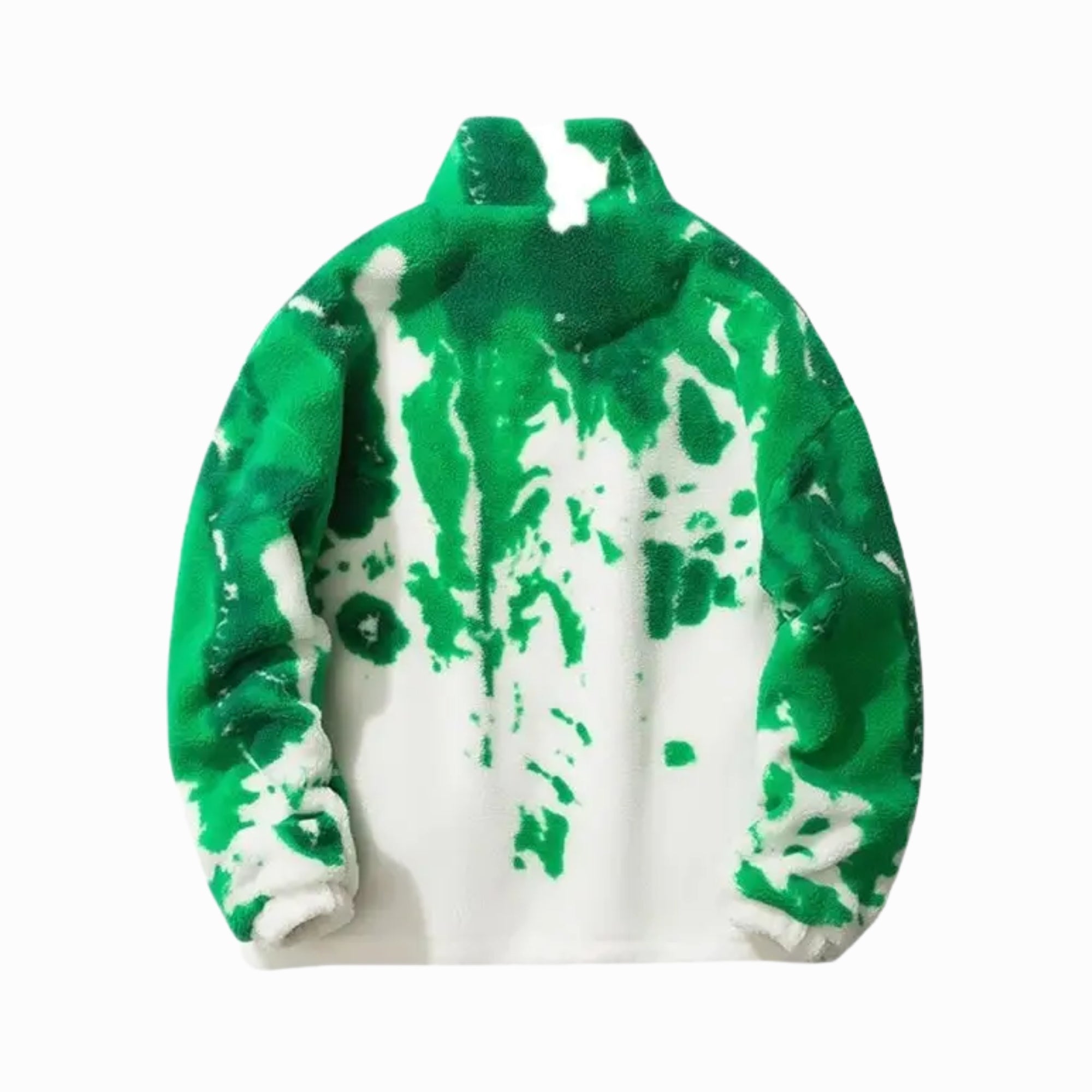 Green and white tie-dye hoodie on a white background