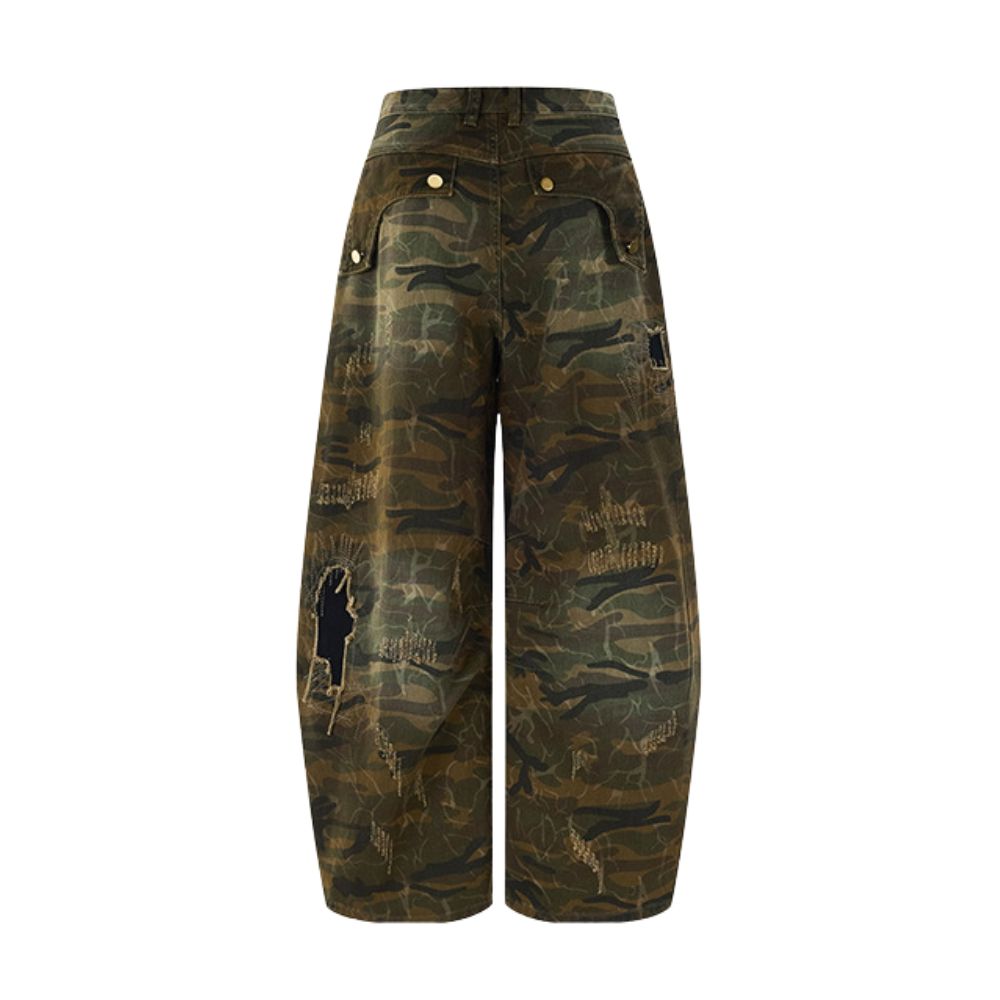 Camouflage pants on a white background