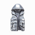 Silver reflective hooded vest on a white background