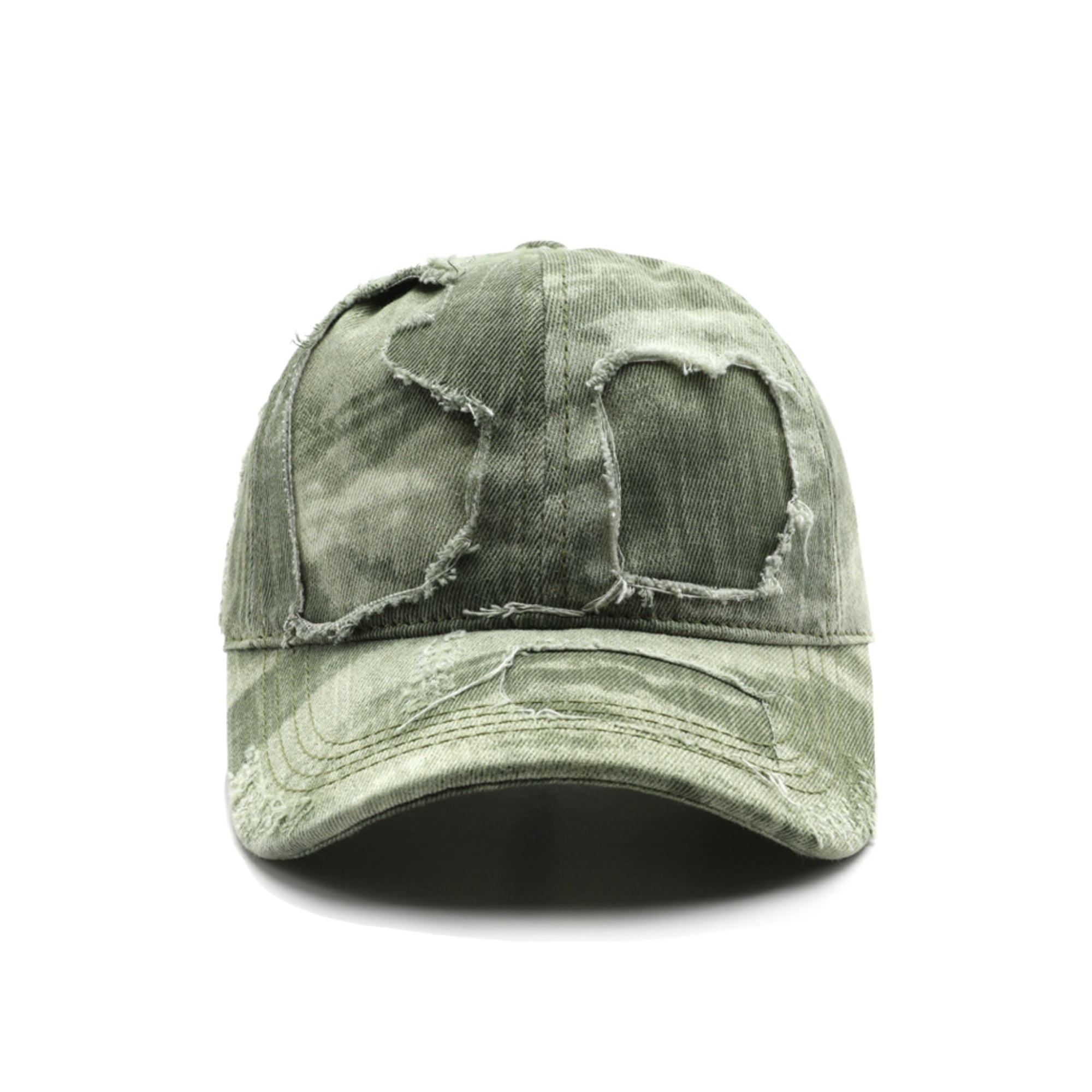 Distressed green cap on a white background