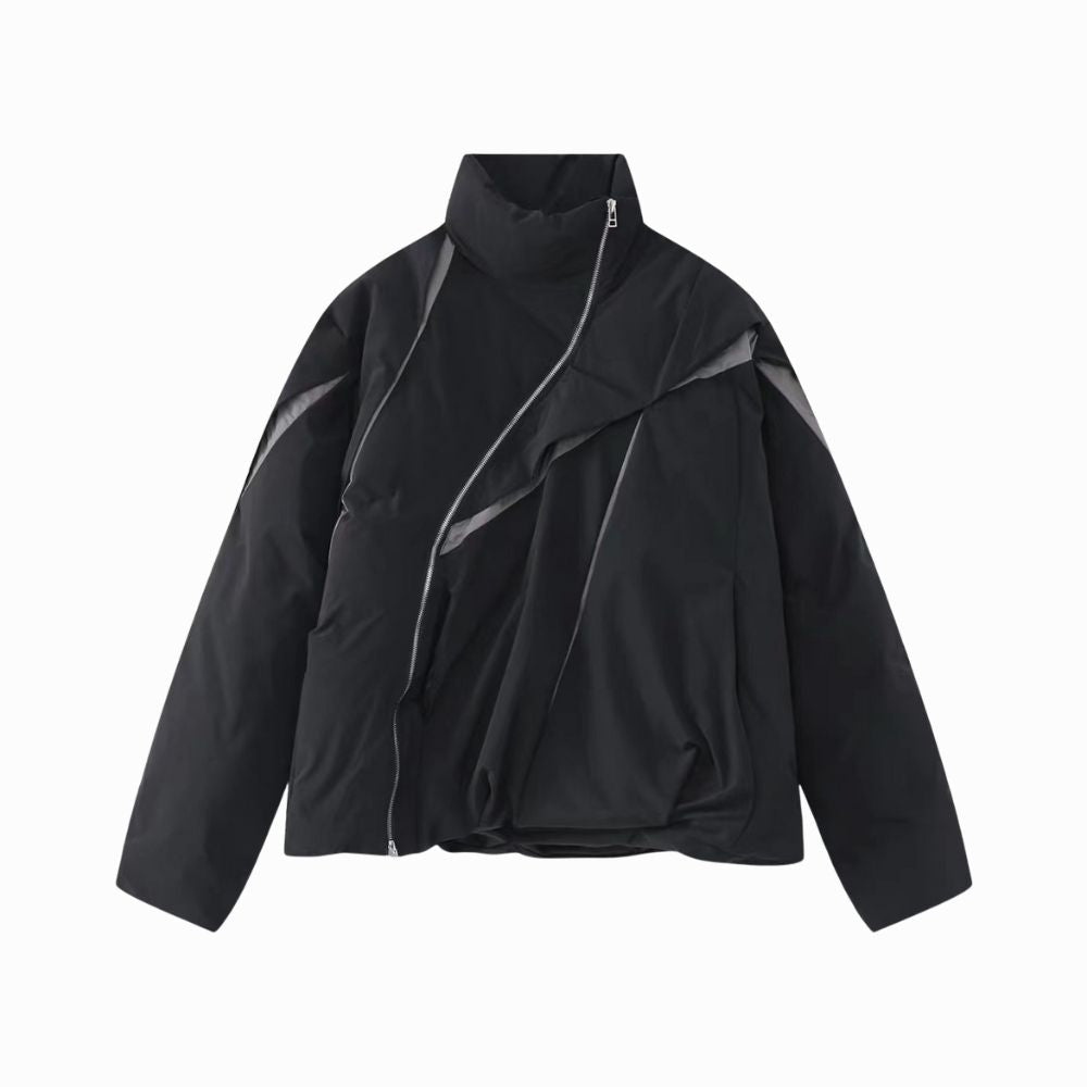 Black jacket with gray accents on a white background