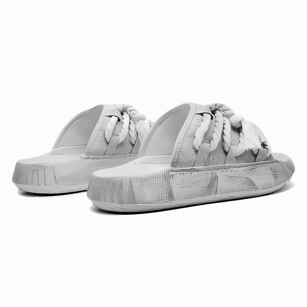 White slides with tie details on a white background