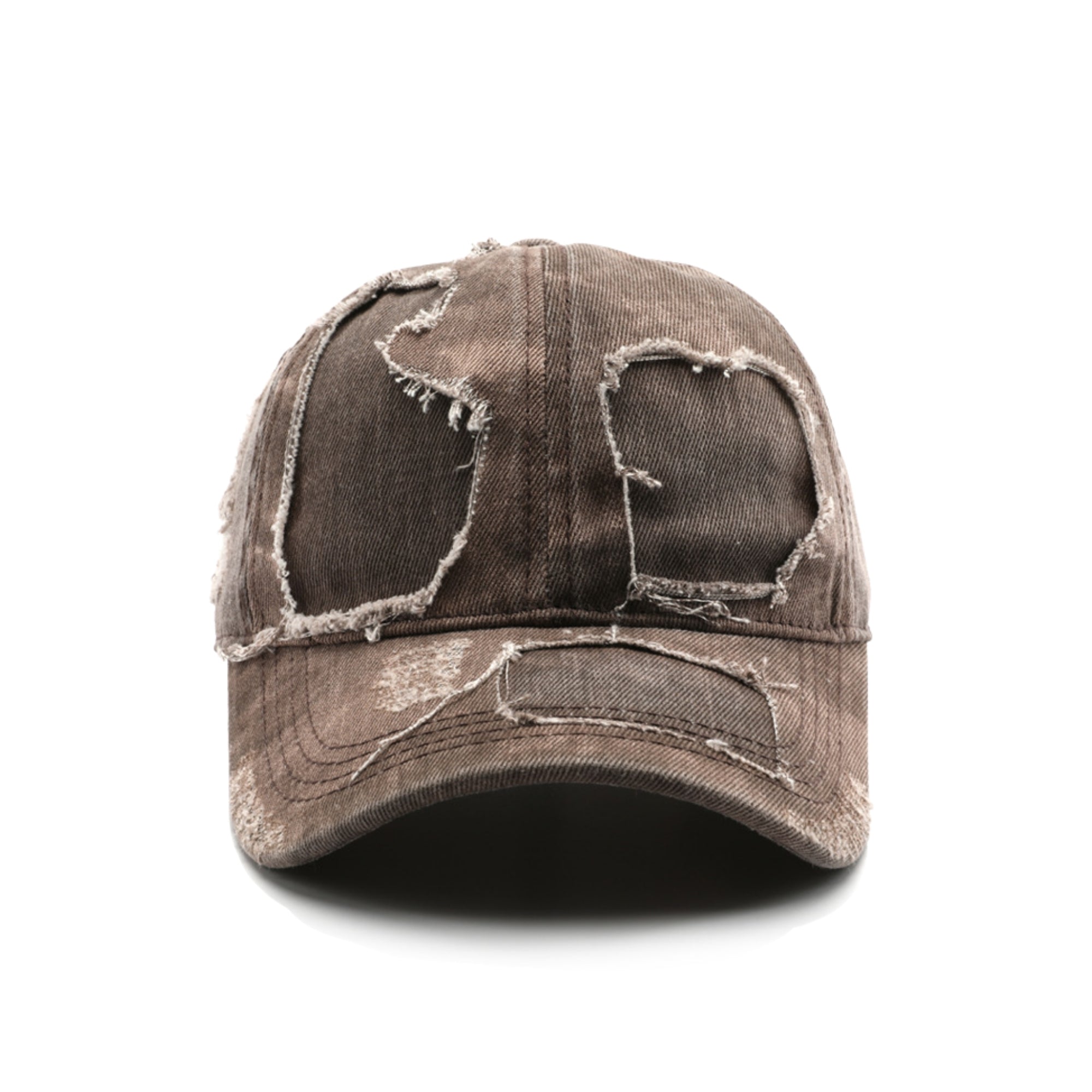Brown distressed baseball cap on a white background