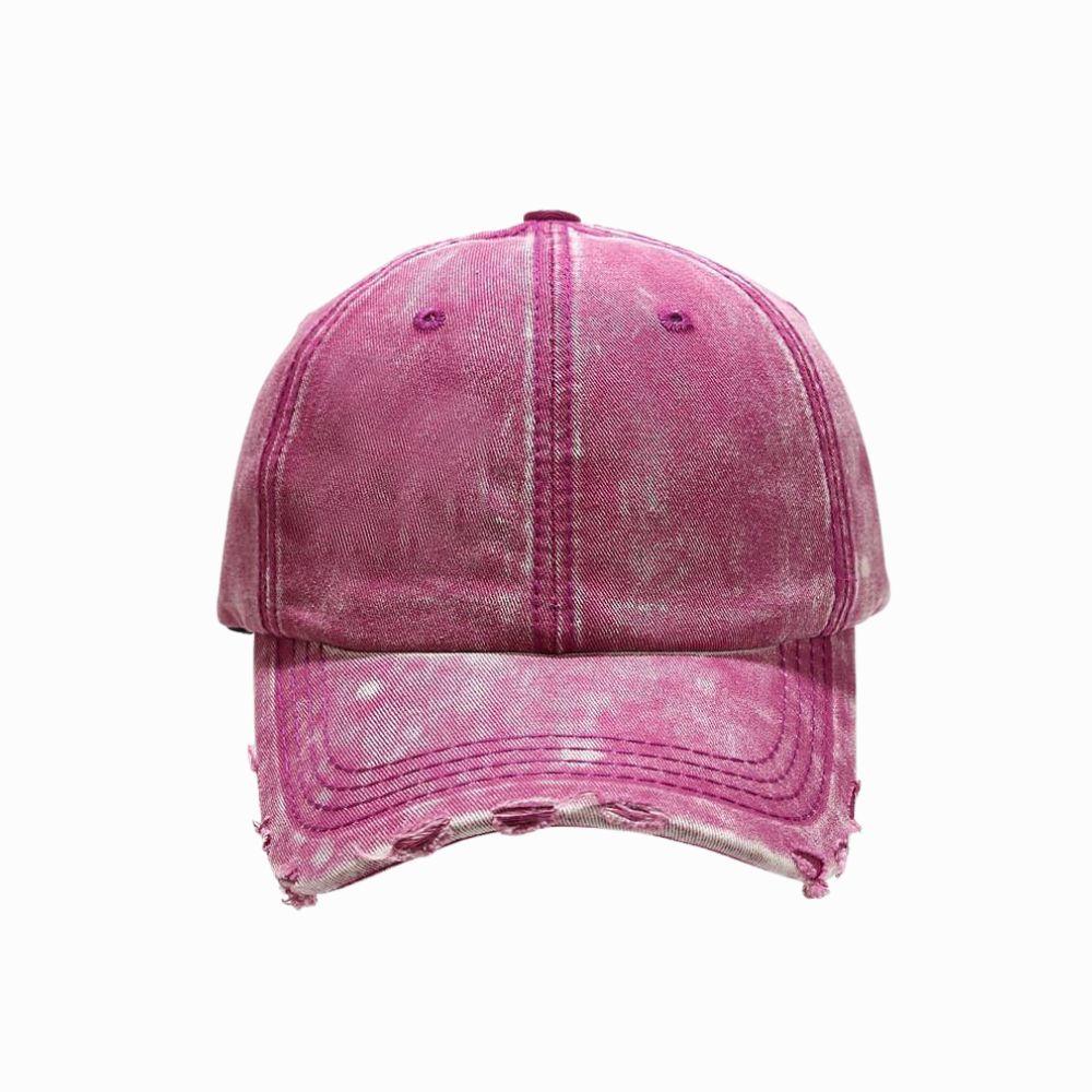 Pink denim cap on a white background