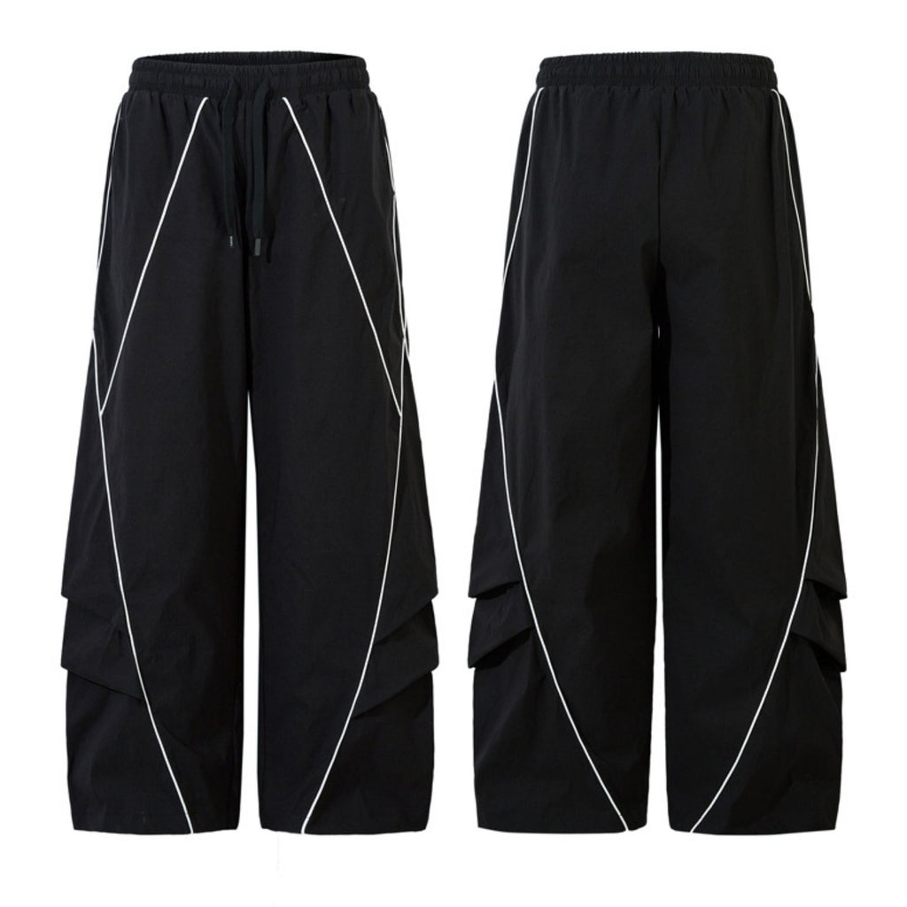 Black pants with white stripes on a white background