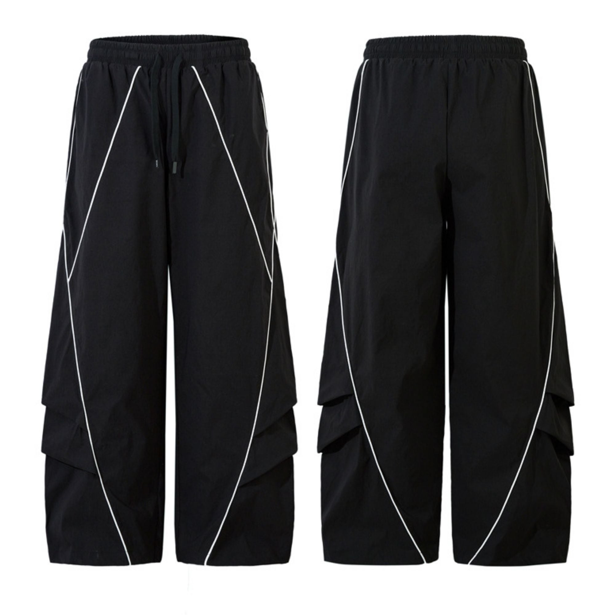 Black pants with white stripes on a white background