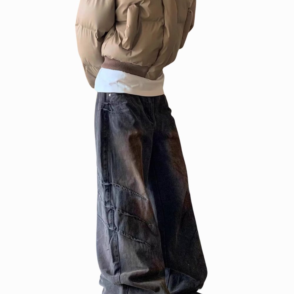 Person wearing a dark jeans on a white background