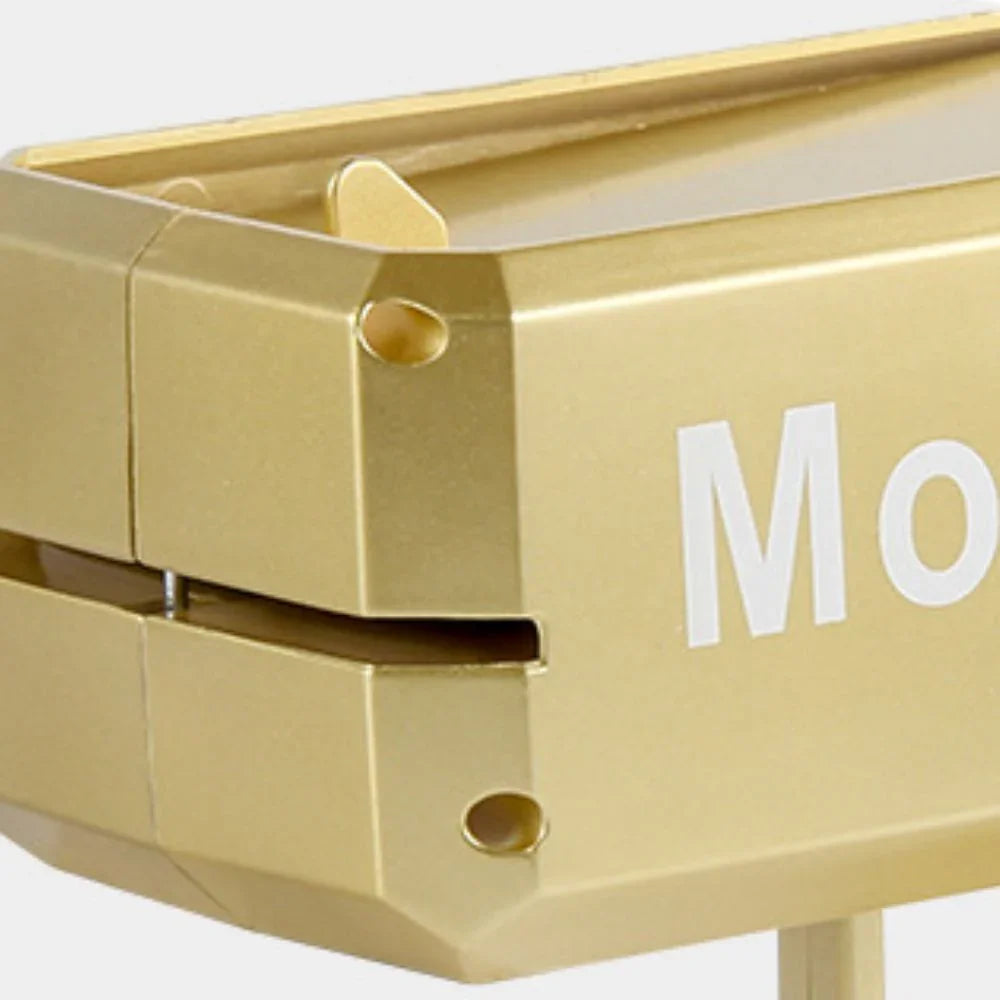 Gold planter box with 'M'O' branding on a white background