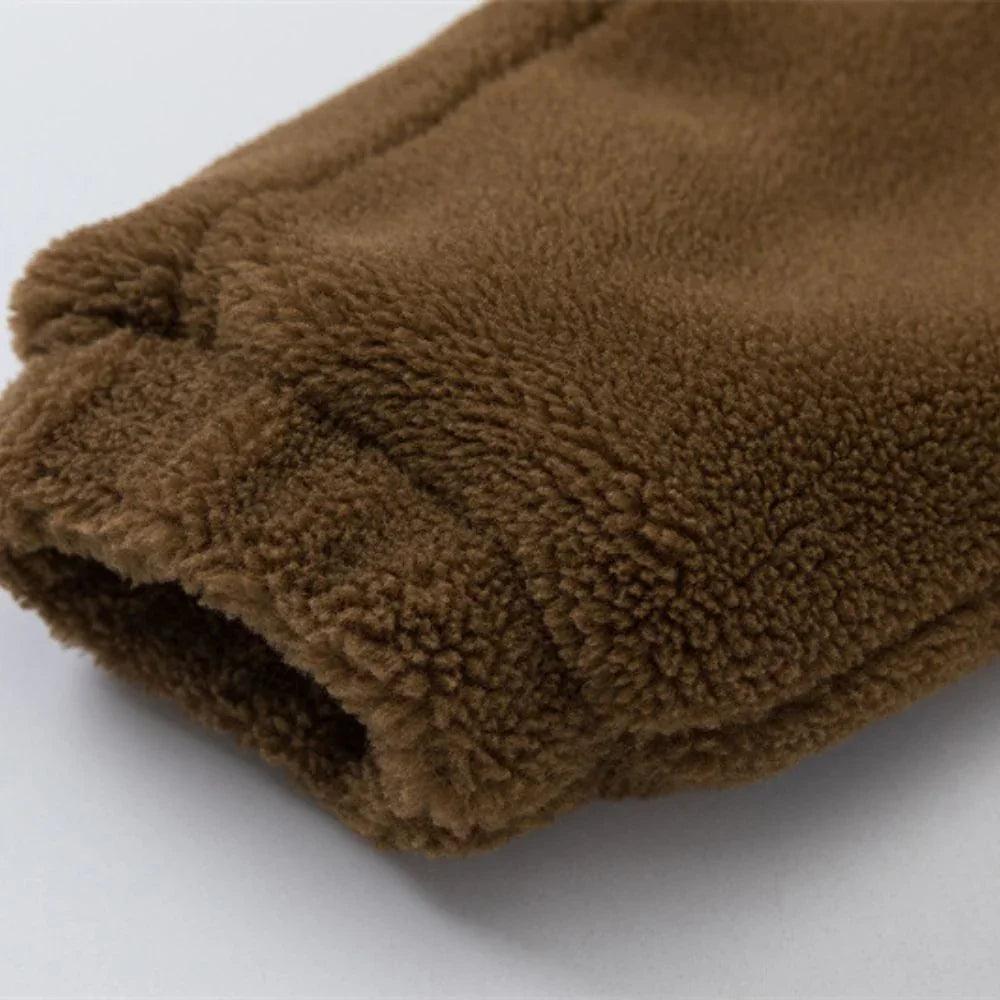 Brown fleece fabric on a white background