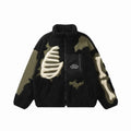 Camouflage jacket with skeleton design on a white background