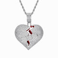 Heart-shaped pendant with a lightning bolt design on a white background